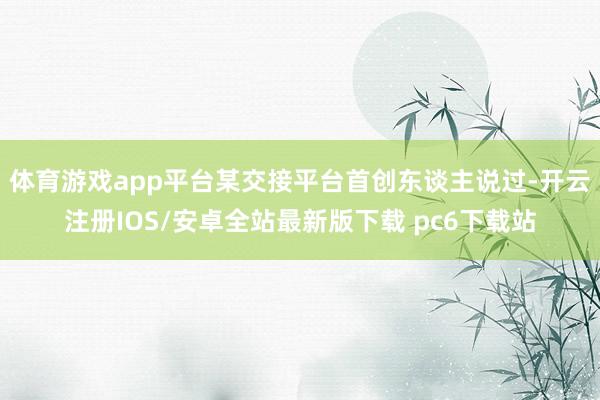 体育游戏app平台某交接平台首创东谈主说过-开云注册IOS/安卓全站最新版下载 pc6下载站